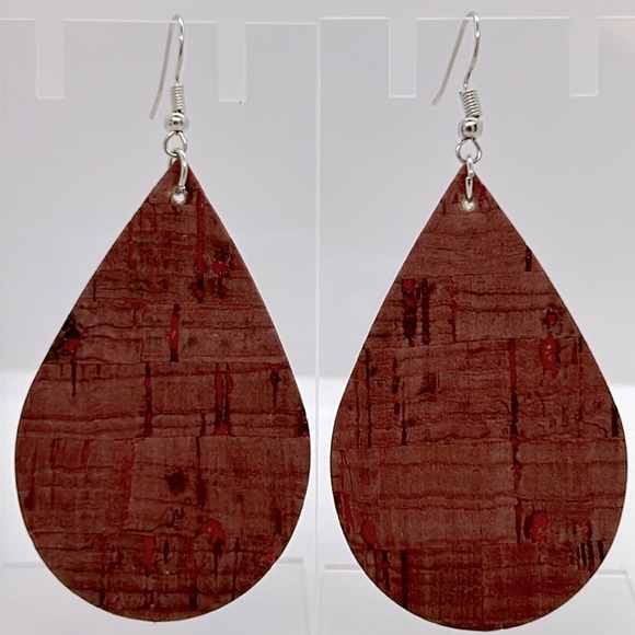 Jewelry - Faux Leather Dangle Earrings Cork